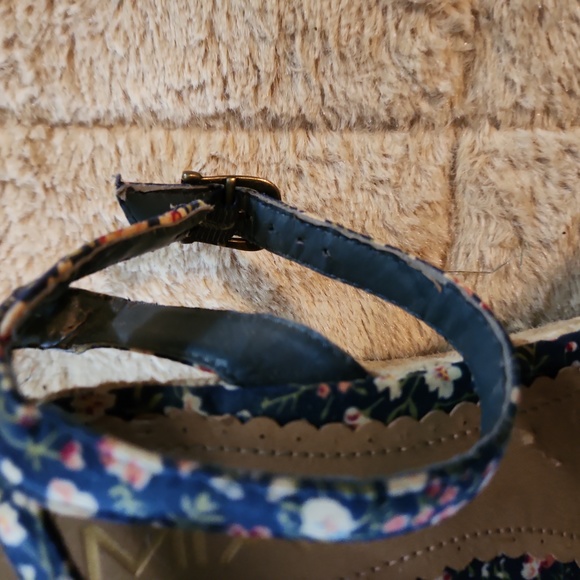 MIA Size 10 Blue Floral Strappy Tan Espadrille Wedge - Picture 6 of 8